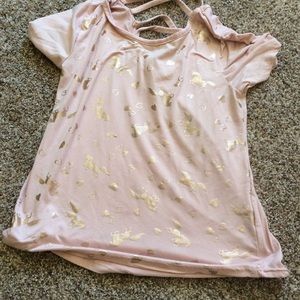 Girls pink unicorn shirt with open cut back used